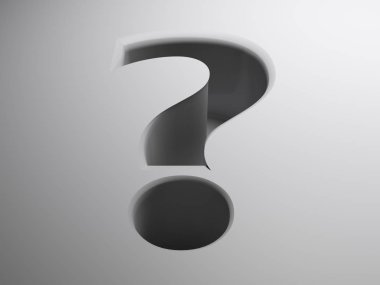 Soru işareti şeklinde - 3d işleme beyaz yüzey