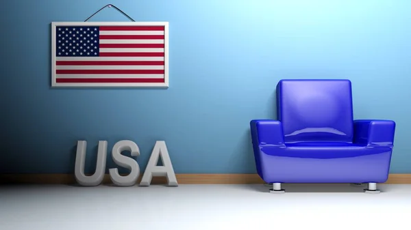 Room of USA - 3D rendering — Stock Photo, Image