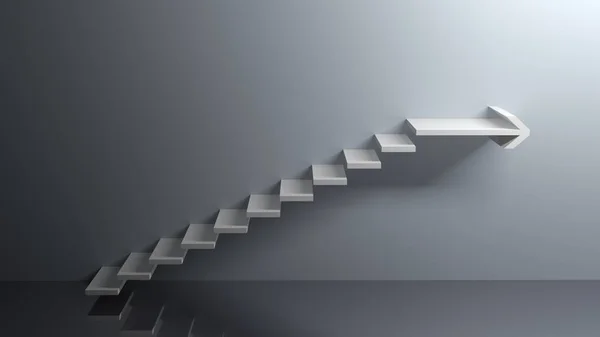 Stairs going up with arrow to right - 3D rendering — Stock Photo, Image
