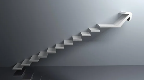 Escaleras que suben con flecha a la derecha - Renderizado 3D — Foto de Stock
