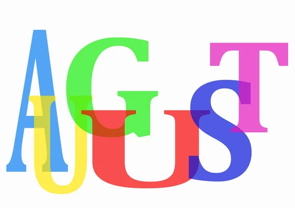 Augustus met kleurrijke letters — Stockvector