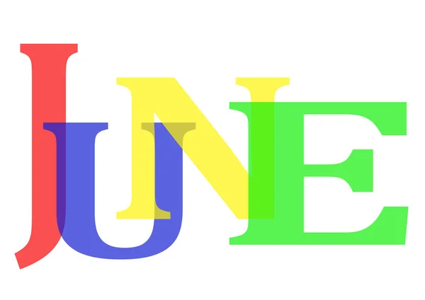 Juni met kleurrijke letters — Stockvector