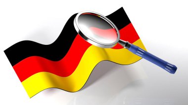 Büyüteç - 3d render Almanya bayrağı üzerinde