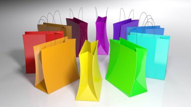 Renkli alışveriş torbaları - 3d render