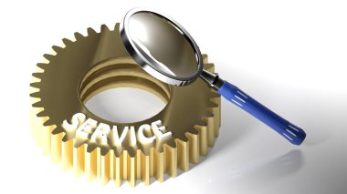 Servis takımı - 3d render üzerinde büyüteç