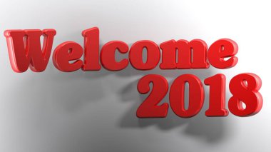 Yazma hoş geldiniz 2018 beyaz bir yüzeye - 3d render bükülmüş