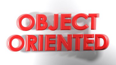 3d kırmızı harflerle beyaz yazmak yazılı nesne yönelimli, yüzey - 3d render