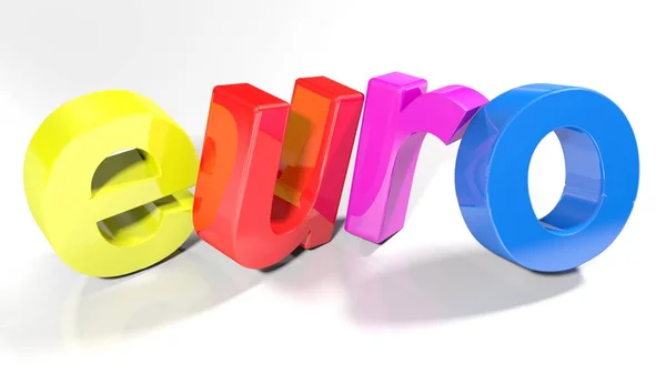Palabra Euro Escrito Con Letras Colores Pie Ligeramente Doblado Sobre — Foto de Stock