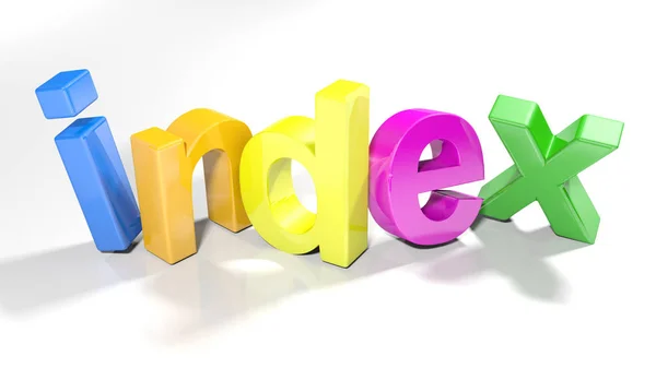 Färgglada 3d index skriva - 3d rendering — Stockfoto