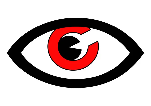 Εικονίδιο Για Ένα Μάτι Χρώματα Μαύρο Και Κόκκινο — Διανυσματικό Αρχείο
