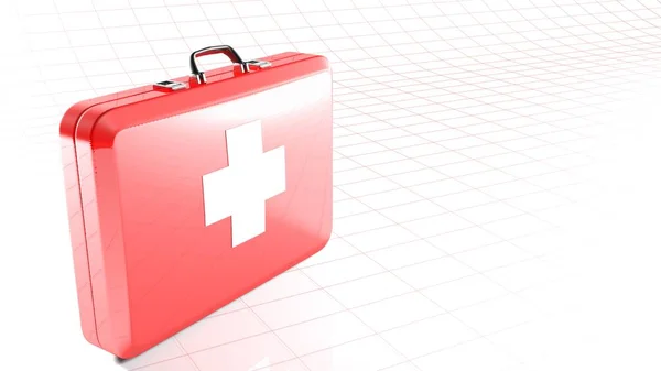 Red Bag Emergency White Cross Its Side Rendering Illustration — Stock Photo, Image