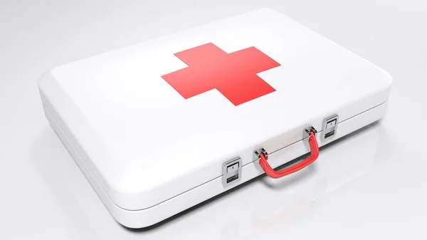 White Bag Emergency White Cross Its Side Rendering Illustration — Stock Photo, Image