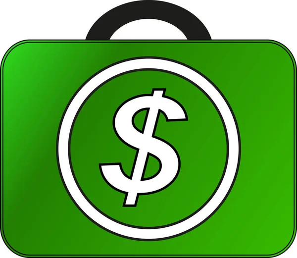Ein Grüner Koffer Mit Dem Symbol Des Dollars Einem Kreis — Stockvektor