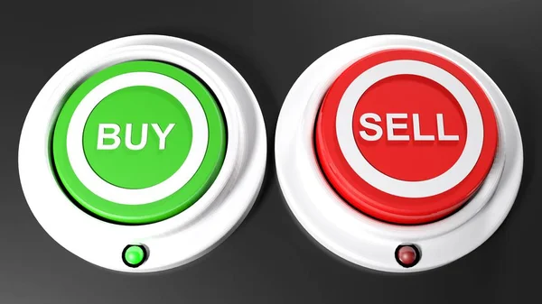 Ein Grüner Taster Zum Kaufen Und Ein Roter Zum Verkaufen — Stockfoto