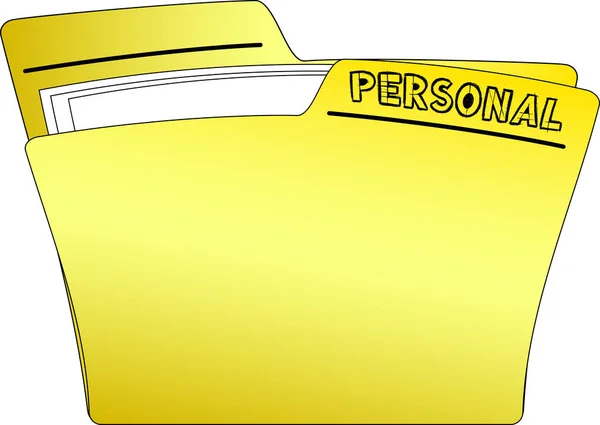 Ikona Żółtego Folderu Zawierającego Niektóre Dokumenty Write Personal Napisane Naszkicowanych — Wektor stockowy