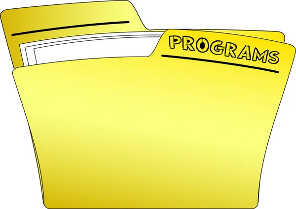 Ikona Żółtego Folderu Zawierającego Niektóre Dokumenty Folder Istnieje Pisać Programy — Wektor stockowy