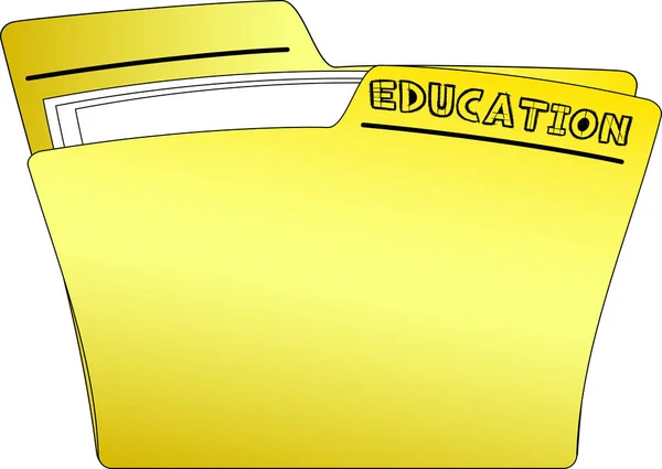 Ikona Žlutou Složku Obsahující Některé Dokumenty Write Vzdělávání Nakreslil Něm — Stockový vektor
