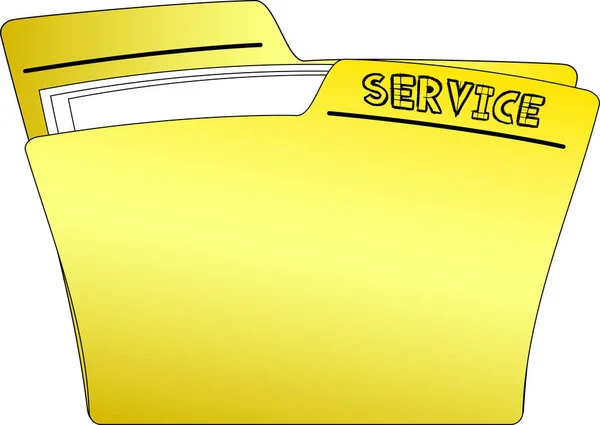 Ikona Żółtego Folderu Zawierające Niektóre Dokumenty Konieczności Zapisu Usługi Wektor — Wektor stockowy