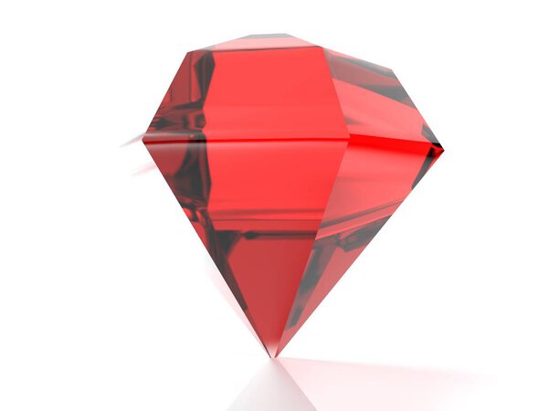 Красный рубин стоит на своей точке, изолированный на белом фоне - 3D-рендеринг иллюстрации
