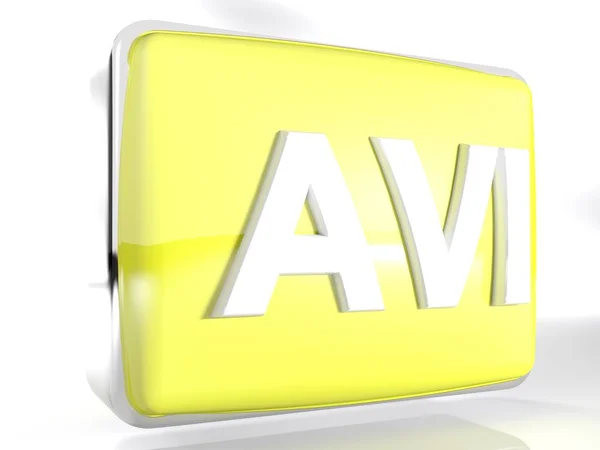 Gif ファイルのアイコン クローム メッキ枠線と黄色の丸いボックスはその正面顔 レンダリング図に書き込み Avi — ストック写真