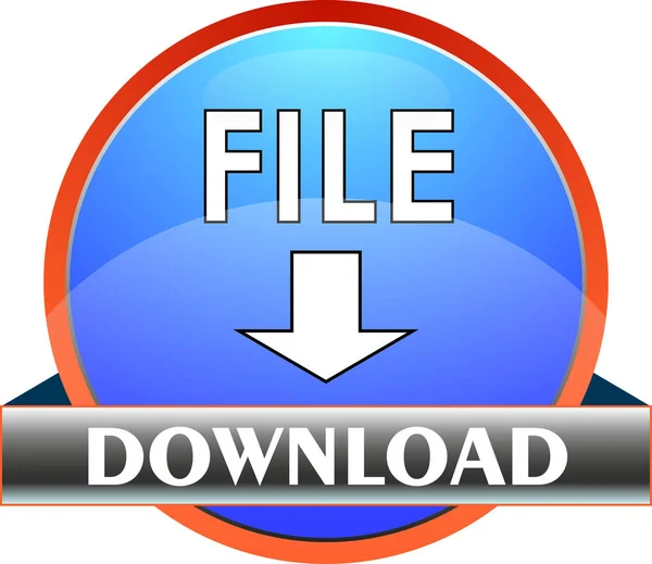Circular Blue Push Button Download File Vector — Stock Vector