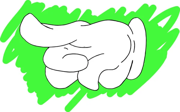 Mão Personagem Desenho Animado Indicando Esquerda Fundo Verde Mexido Vetor —  Vetores de Stock