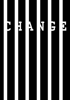 Yazmak değiştir, beyaz dikey çubuklar - vektör bir dizi arkasında siyah harflerle yazılı