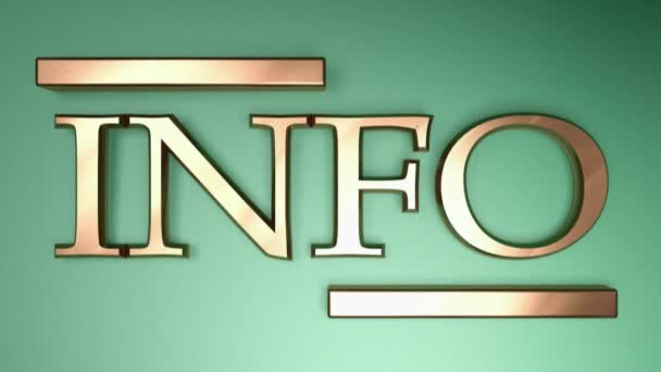 Write Info Satin Copper Letters Metallic Green Background Two Horizontal — Stock Video