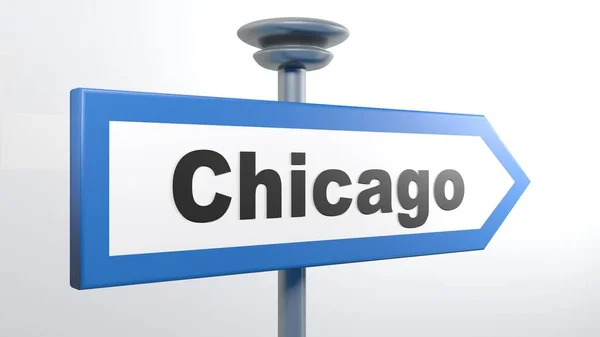 Blue Arrow Street Sign Indicating Way Chicago Rendering Illustration — Stock Photo, Image