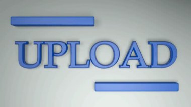 Beyaz bir yüzeye mavi harflerle yükle ve bir taraftan diğerine giden iki yatay çizgi - 3d görüntüleme videosu