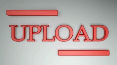 Beyaz bir yüzeye kırmızı harflerle yükle ve iki yatay çizgi bir yandan diğer yana ve geri - 3d görüntüleme videosu