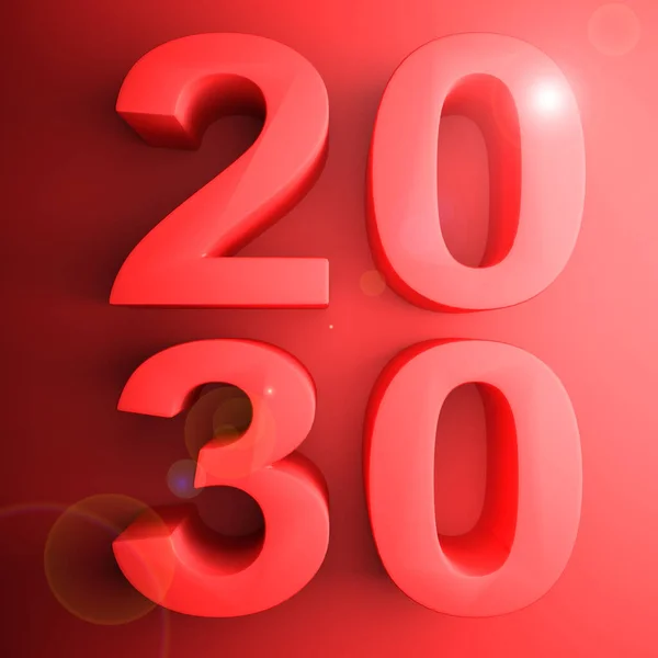Красная Квадратная Иконка 2030 Года Трехмерная Иллюстрация — стоковое фото