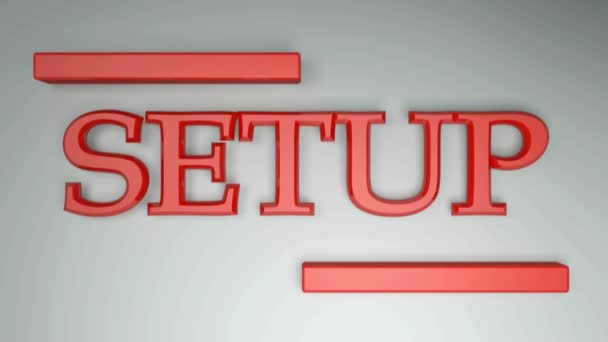 Write Setup Red Letters White Background Δύο Οριζόντιες Γραμμές Πηγαίνουν — Αρχείο Βίντεο