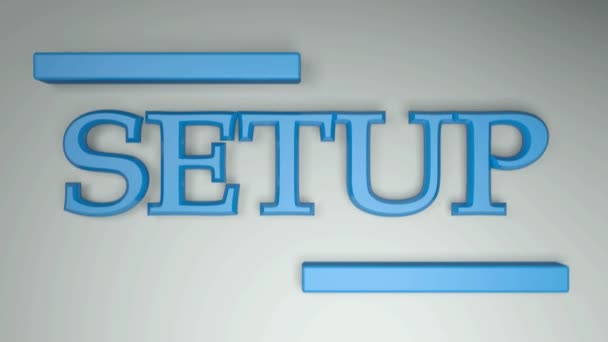 Écriture Setup Lettres Bleues Sur Fond Blanc Avec Deux Lignes — Video