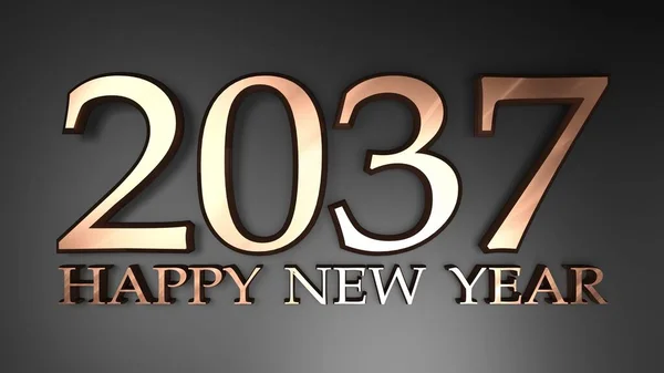 2037 2037 Happy New Year 금속으로 빛나는 수치에 윤기가 흐르는 — 스톡 사진