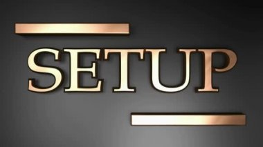 Parlak siyah yüzeyde yatay çizgilerle saten bakır harflerle yapılandır - 3d görüntüleme videosu