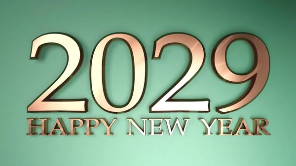 Escritura 2029 Feliz Año Nuevo Brillantes Dígitos Metálicos Cobre Colocando —  Fotos de Stock