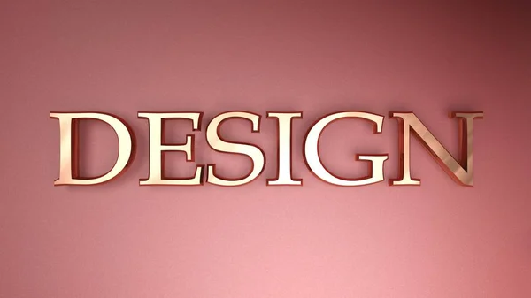 Write Design Satin Copper Letters Laying Red Surface Rendering Illustration — Stock Photo, Image