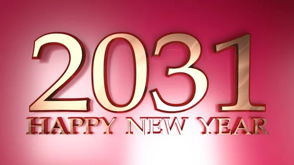 Escritura 2031 Feliz Año Nuevo Brillantes Dígitos Metálicos Cobre Colocando — Foto de Stock