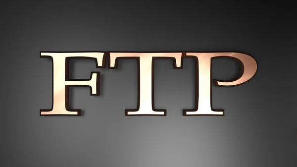 Ftp File Transfer Protocol Copper Letters Black Satin Background Rendering — 图库照片