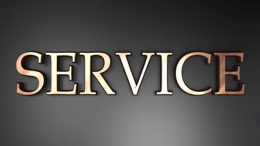 Saten siyah arkaplandaki saten bakır harflerle yazma servisi - 3D resimleme