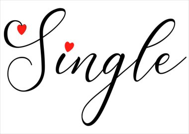 Beyaz arkaplanda, S ve I harflerinde kırmızı kalpler olan Single - Vektör