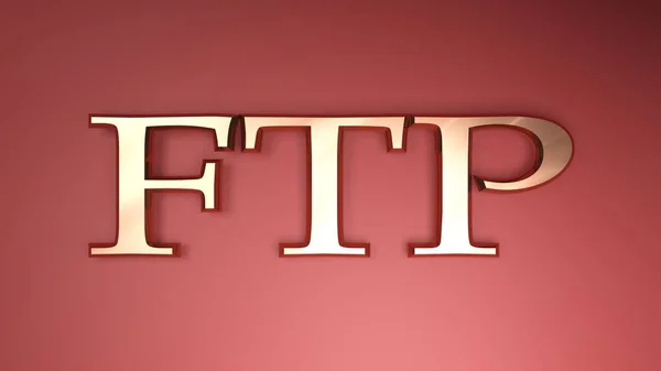 Ftp File Transfer Protocol Copper Letters Red Satin Background Rendering — 图库照片