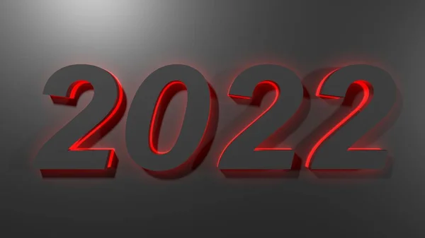 Write 2022 Black Digits Red Back Light Black Surface Rendering — Stock Photo, Image