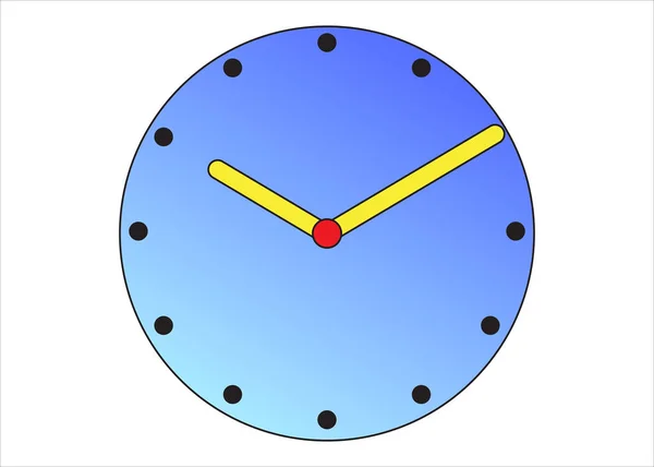 Icône Une Horloge Avec Cercle Bleu Dégradé Des Pointeurs Jaunes — Image vectorielle