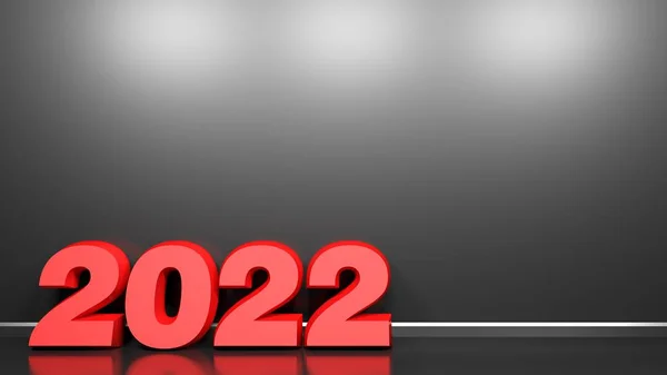 Escritura 2022 Caracteres Rojos Pie Piso Brillante Negro Una Pared —  Fotos de Stock
