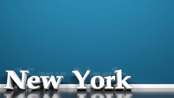 Ένα Μπλε Φόντο Λευκό Γράφουν Νέα Υόρκη Στέκεται Στο Μαύρο — Φωτογραφία Αρχείου