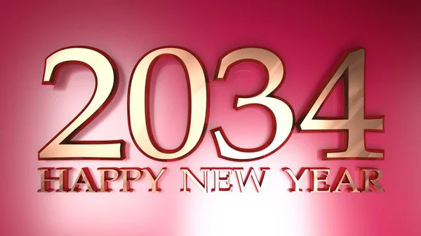 Write 2034 Happy New Year Shiny Metallic Copper Digits Laying — Stock Photo, Image