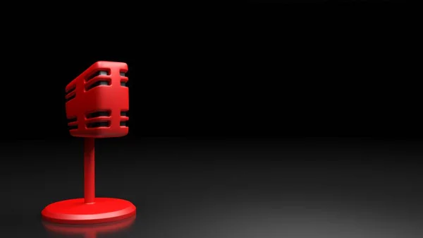 Old Style Red Microphone Standing White Surface Rendering Illustration — Stock Photo, Image