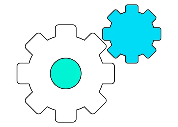 Иконка Двумя Зубчатыми Каблуками Изолированная Белом Фоне Иконка Автоматизации Машин — стоковый вектор